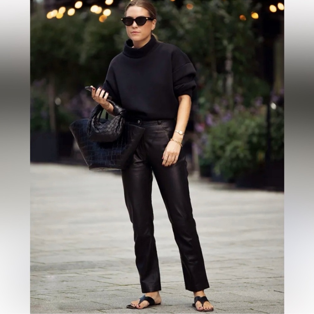 INC Nolita Black Leather Pants NEW Size 10 Elegant Black Women's Pants